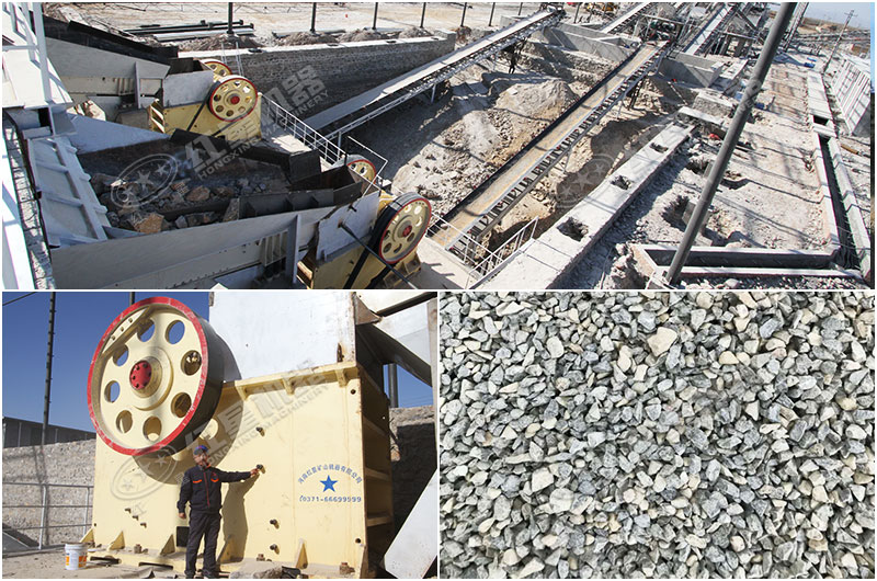 修建鐵路時(shí)用的石子以及石子加工現(xiàn)場(chǎng)